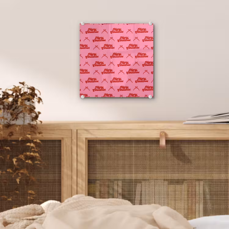 Glas schilderij - Tekst - Strik - Rood - Roze — 5