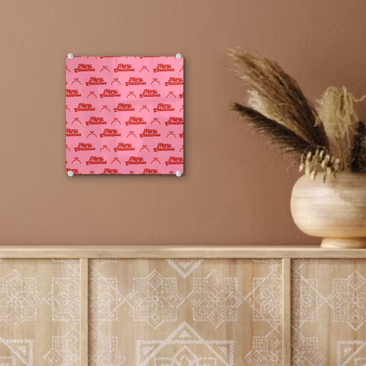 Glas schilderij - Tekst - Strik - Rood - Roze — 6