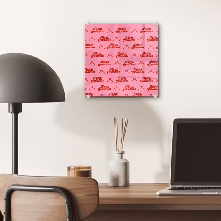 Glas schilderij - Tekst - Strik - Rood - Roze — 7