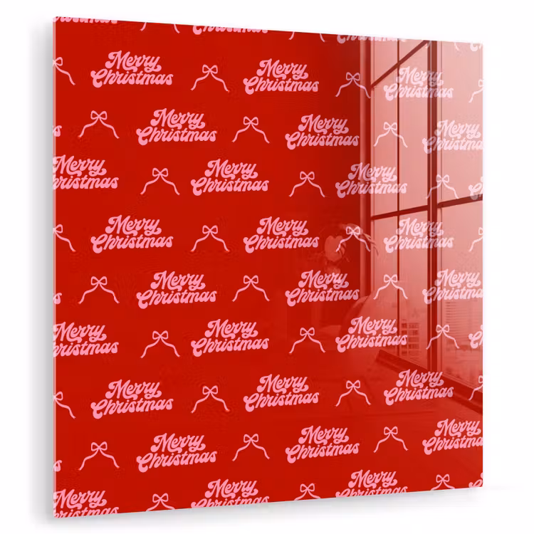 Glas schilderij - Tekst - Strik - Roze - Rood — 1