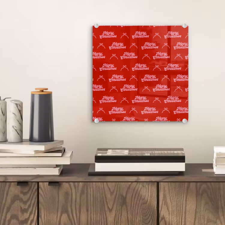 Glas schilderij - Tekst - Strik - Roze - Rood — 2