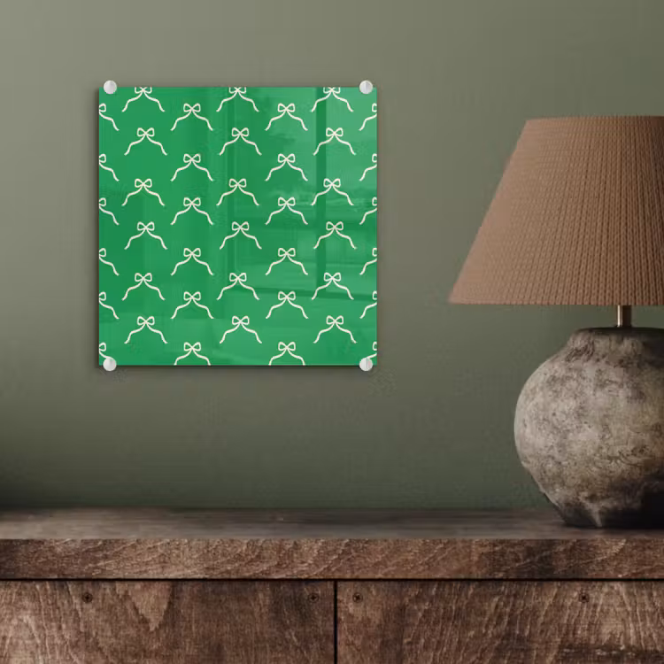 Glas schilderij - Strik - Kerst - Groen - Wit — 4