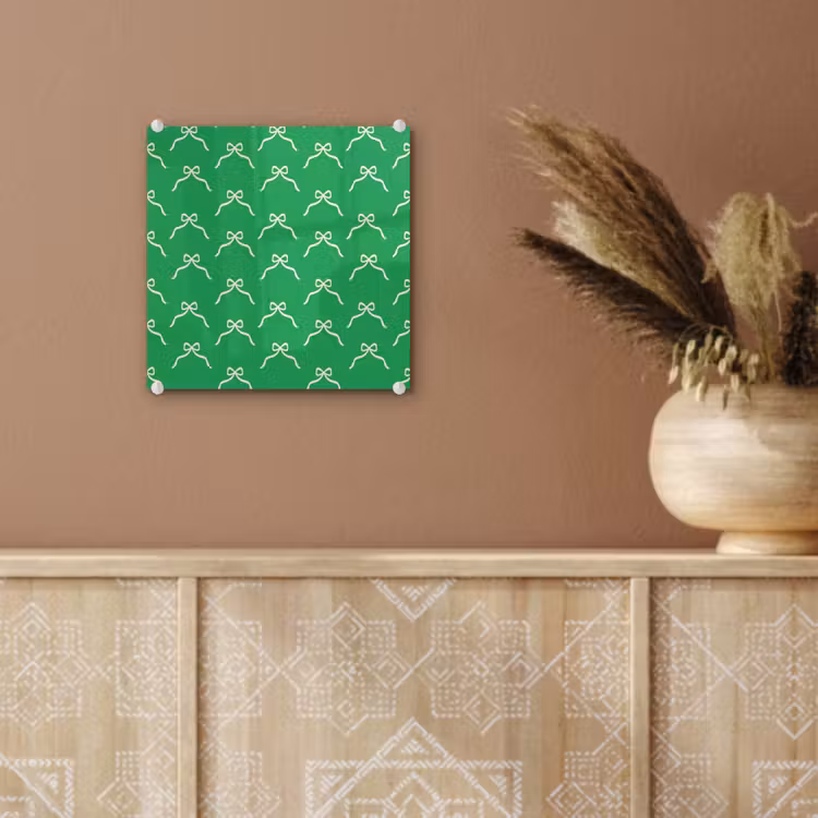 Glas schilderij - Strik - Kerst - Groen - Wit — 6