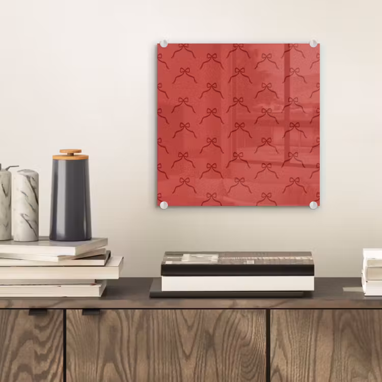 Glas schilderij - Strik - Rood - Kerst — 2