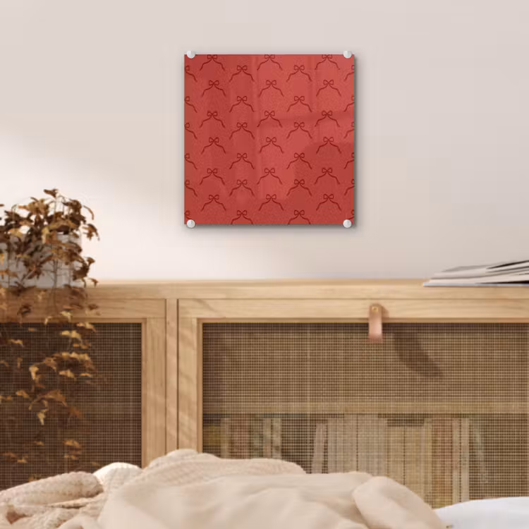 Glas schilderij - Strik - Rood - Kerst — 5