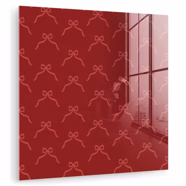 Glas schilderij - Strik - Roze - Rood - Kerst — 1