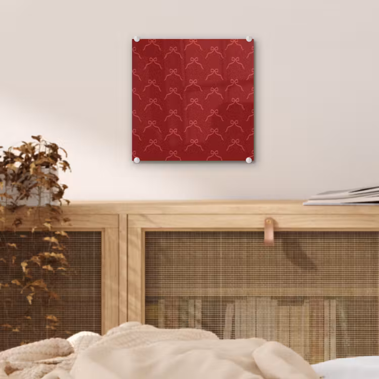 Glas schilderij - Strik - Roze - Rood - Kerst — 5