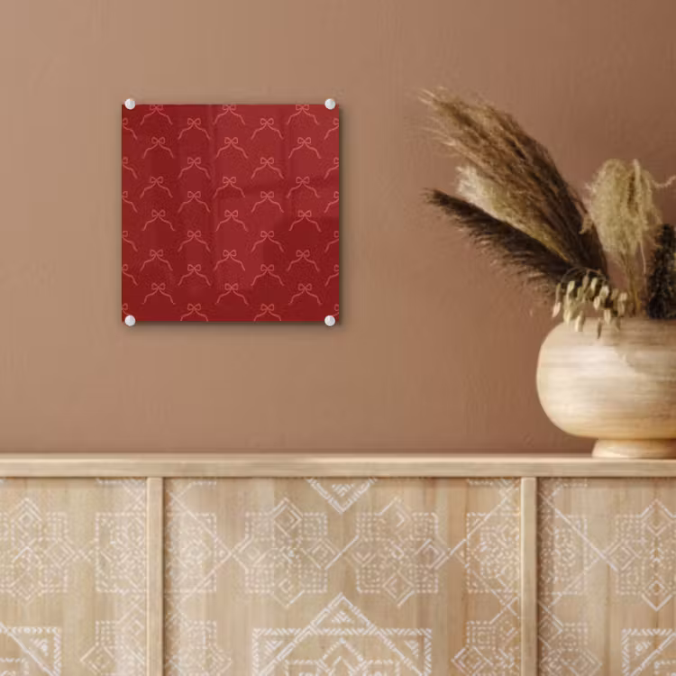 Glas schilderij - Strik - Roze - Rood - Kerst — 6