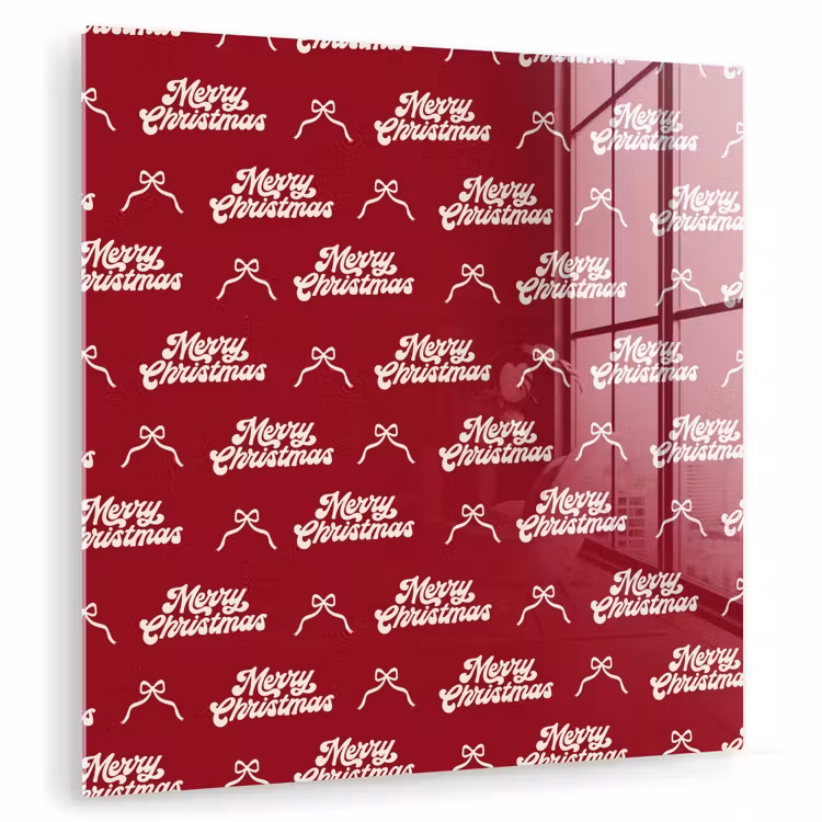 Glas schilderij - Tekst - Rood - Wit - Strik — 1
