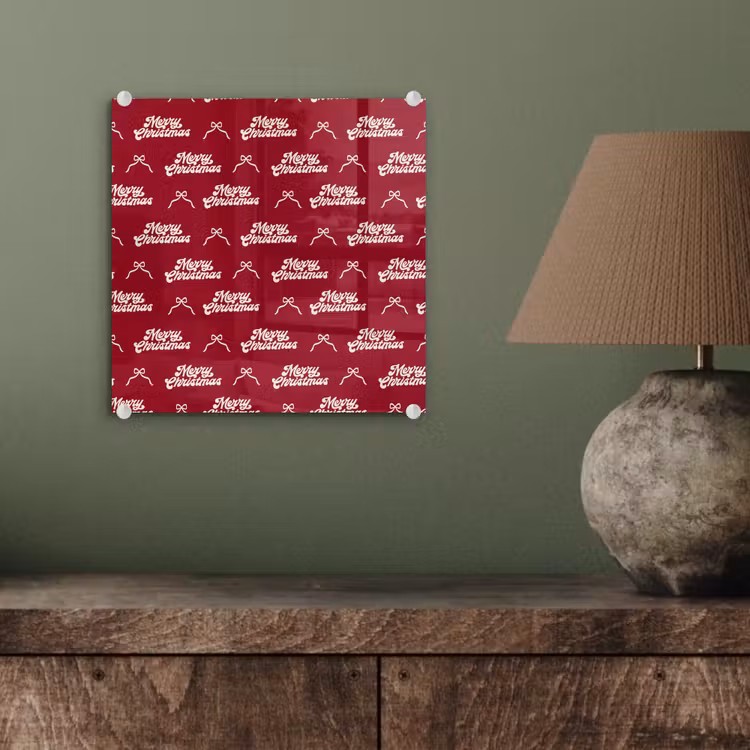 Glas schilderij - Tekst - Rood - Wit - Strik — 4