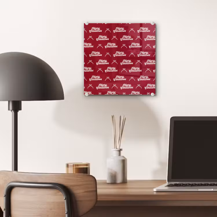 Glas schilderij - Tekst - Rood - Wit - Strik — 7