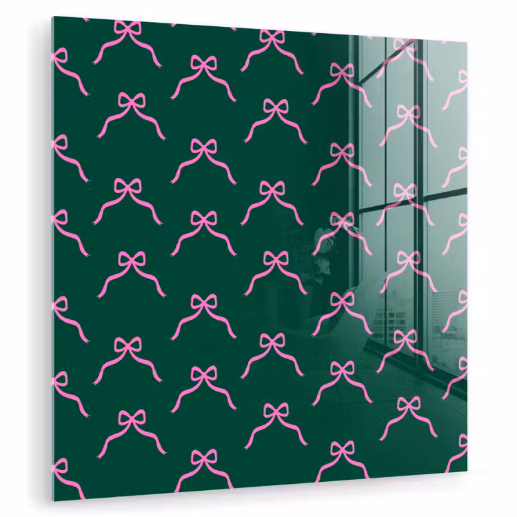 Glas schilderij - Kerst - Neon - Groen - Strik — 1