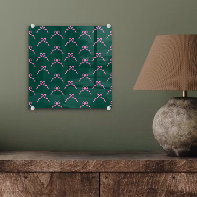 Glas schilderij - Kerst - Neon - Groen - Strik — 4