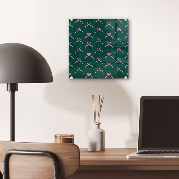 Glas schilderij - Kerst - Neon - Groen - Strik — 7