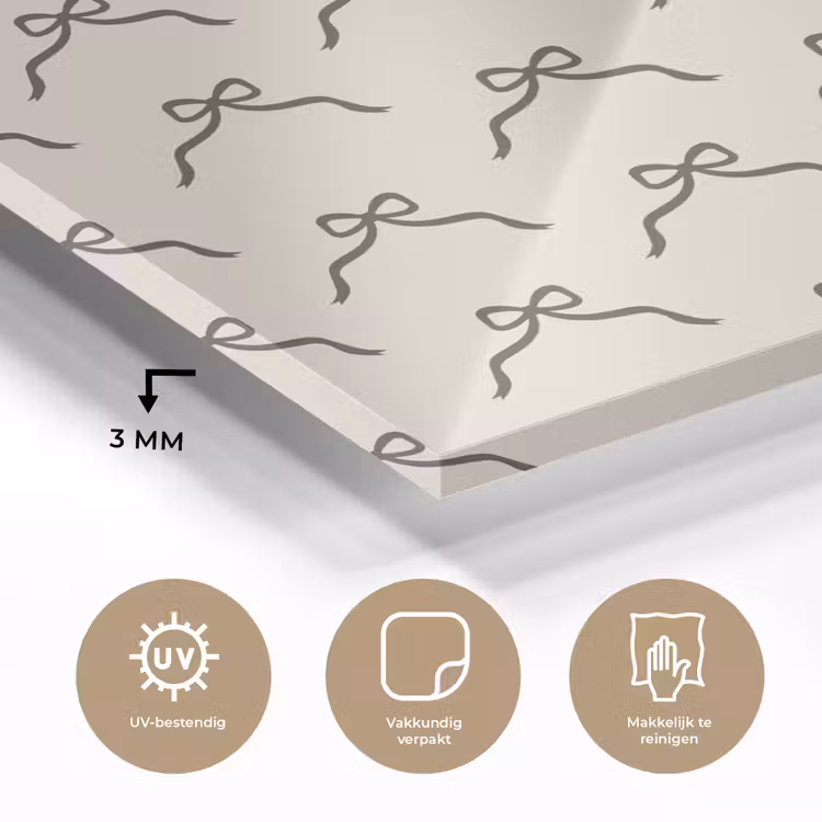 Glas schilderij - Kerst - Strik - Crème — 3