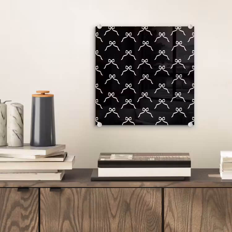 Glas schilderij - Strik - Kerst - Zwart - Wit — 2