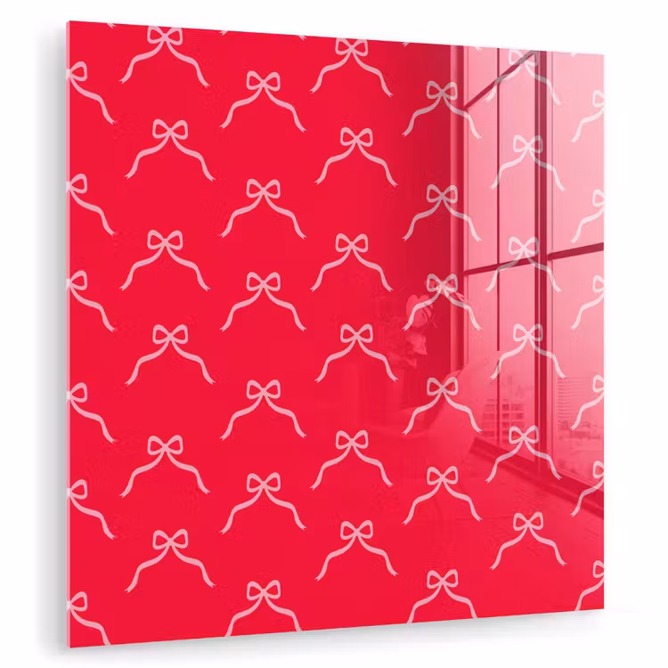Glas schilderij - Strik - Rood - Kerst — 1