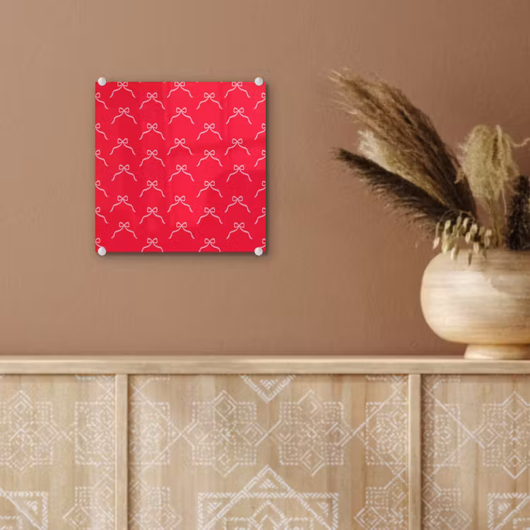 Glas schilderij - Strik - Rood - Kerst — 6