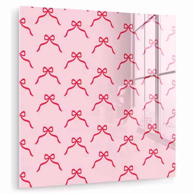 Glas schilderij - Strik - Rood - Kerst - Roze — 1