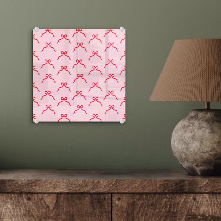 Glas schilderij - Strik - Rood - Kerst - Roze — 4