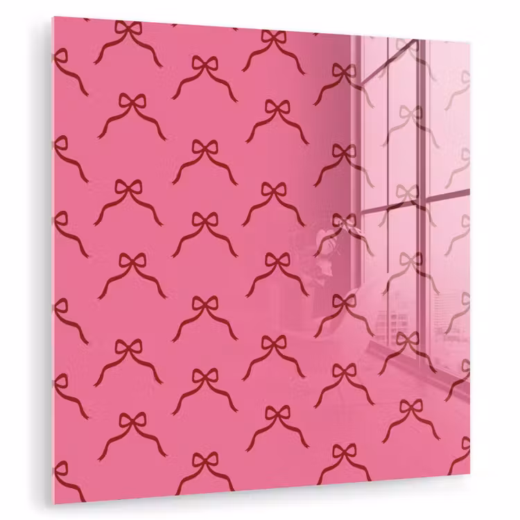 Glas schilderij - Strik - Rood - Roze - Kerst — 1
