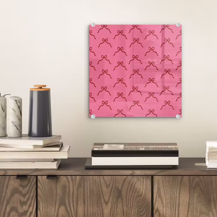 Glas schilderij - Strik - Rood - Roze - Kerst — 2