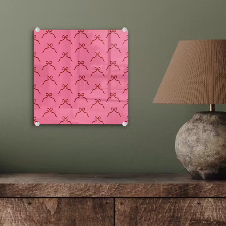 Glas schilderij - Strik - Rood - Roze - Kerst — 4