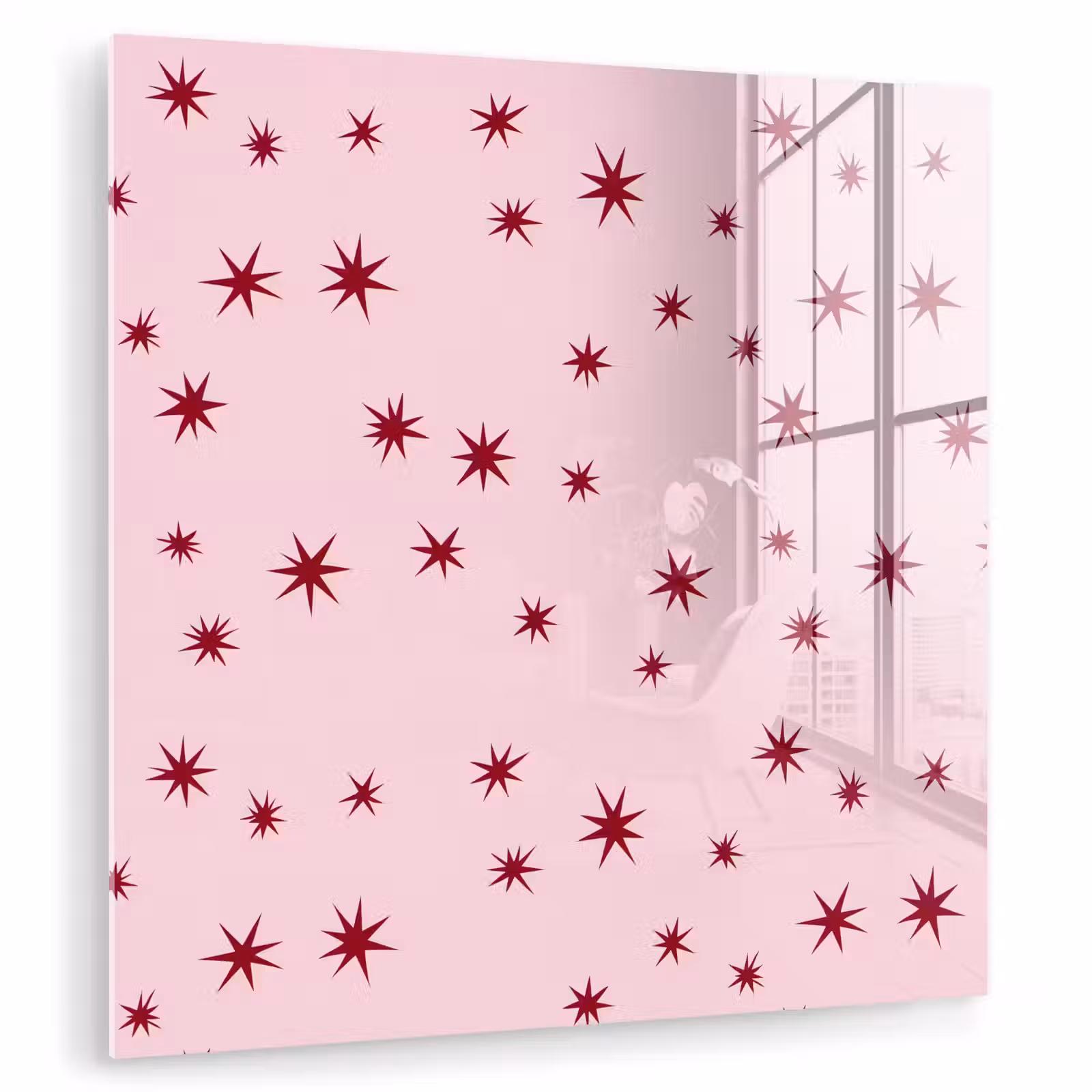 Glas schilderij - Ster - Roze - Rood — 1