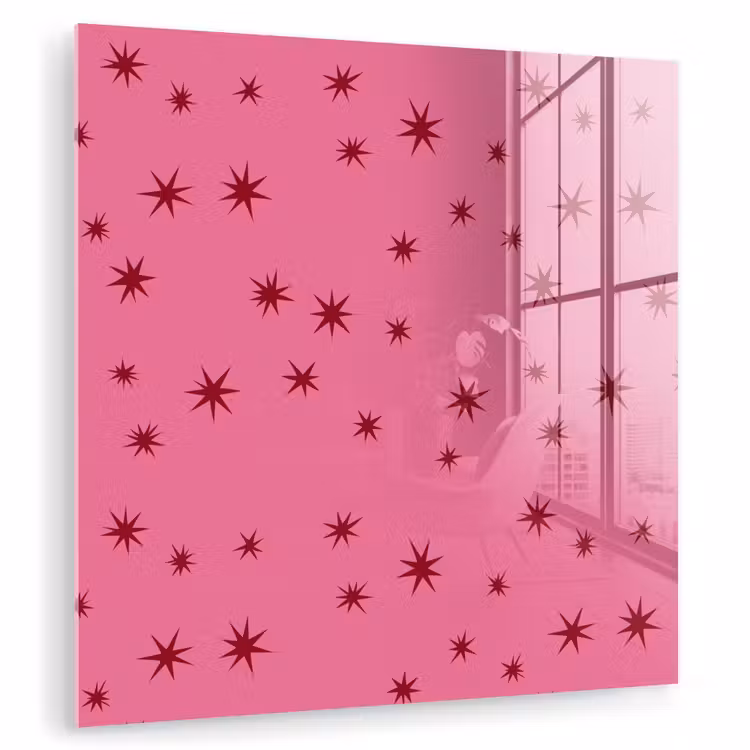 Glas schilderij - Kerst - Ster - Rood - Roze — 1