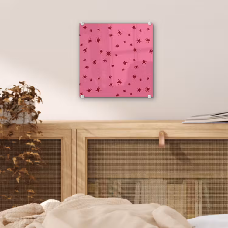 Glas schilderij - Kerst - Ster - Rood - Roze — 5