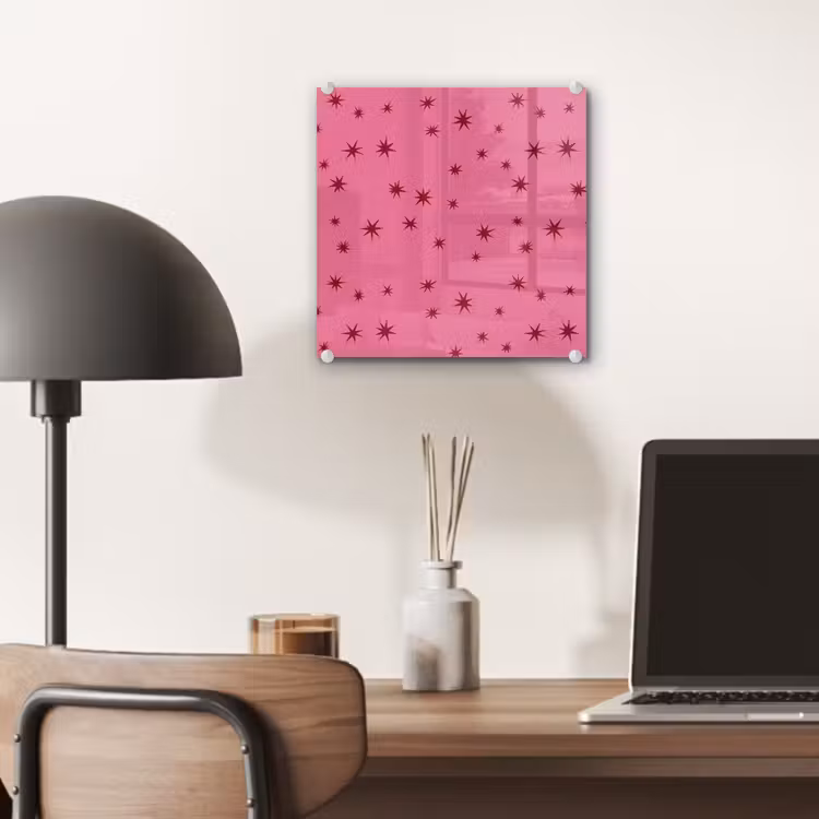 Glas schilderij - Kerst - Ster - Rood - Roze — 7