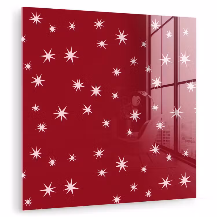 Glas schilderij - Rood - Wit - Kerst - Ster — 1