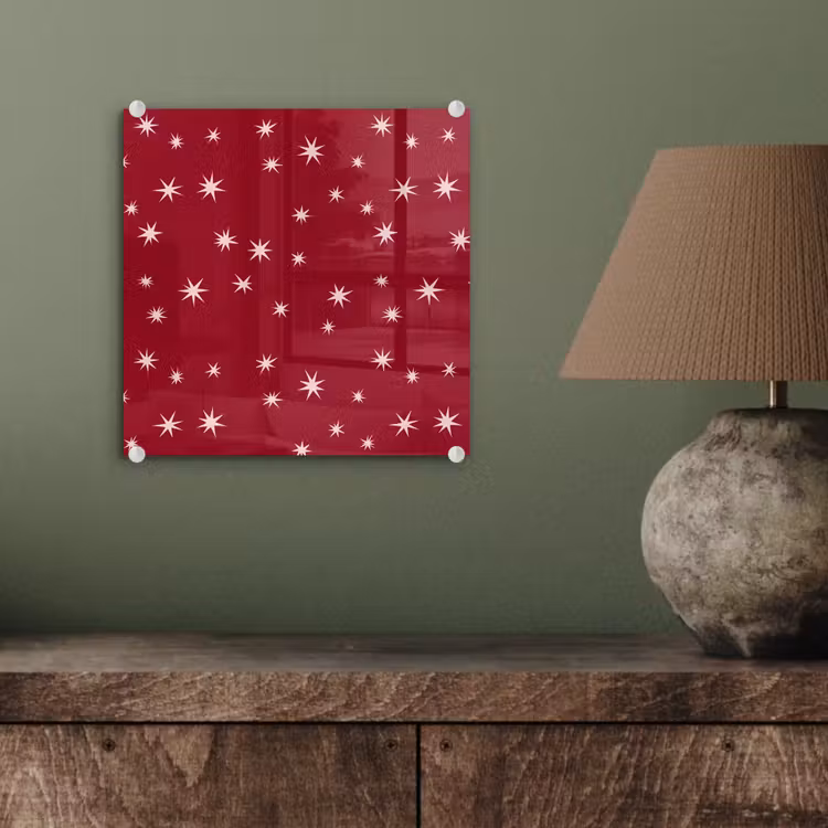 Glas schilderij - Rood - Wit - Kerst - Ster — 4