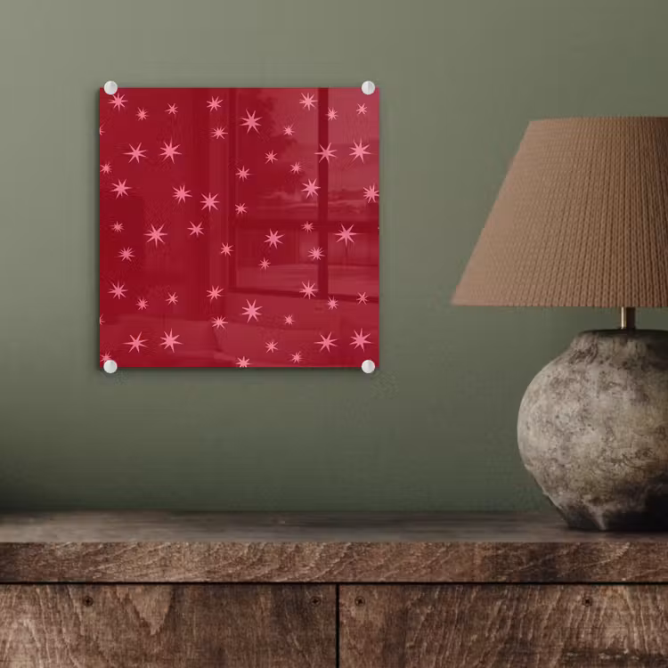 Glas schilderij - Ster - Roze - Kerst - Rood — 4