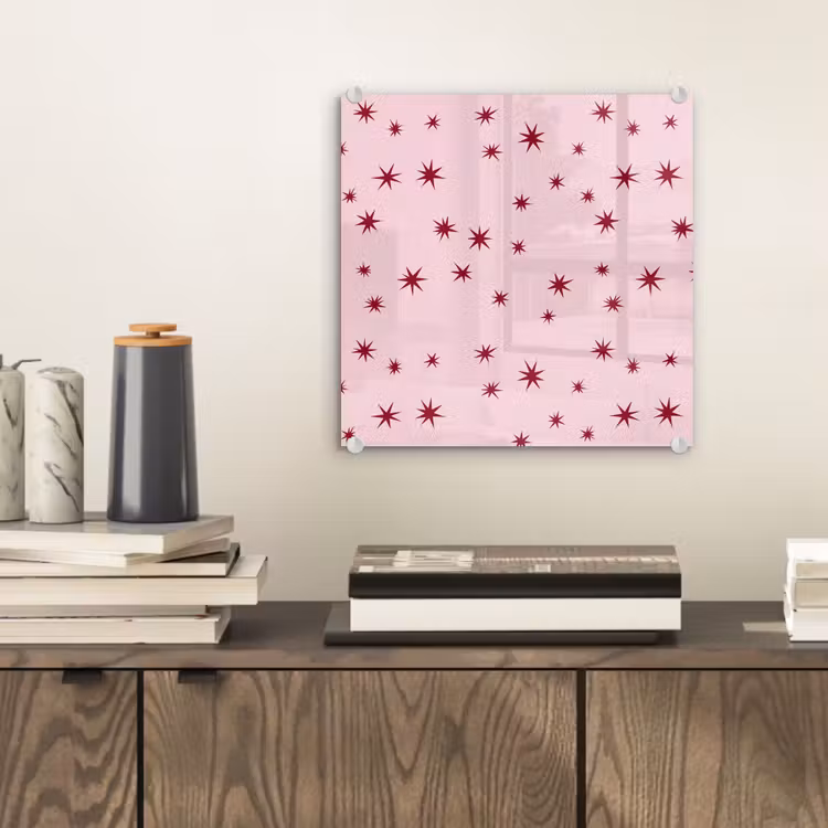 Glas schilderij - Ster - Roze - Rood — 2