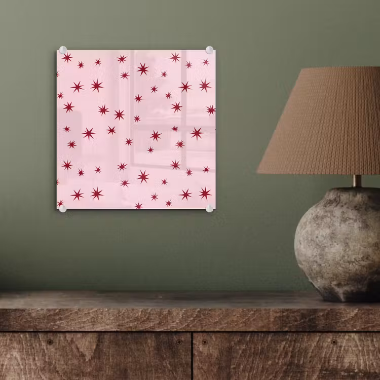 Glas schilderij - Ster - Roze - Rood — 4