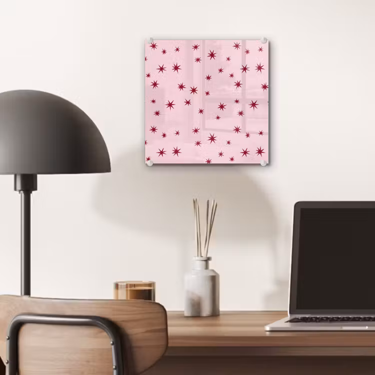 Glas schilderij - Ster - Roze - Rood — 7