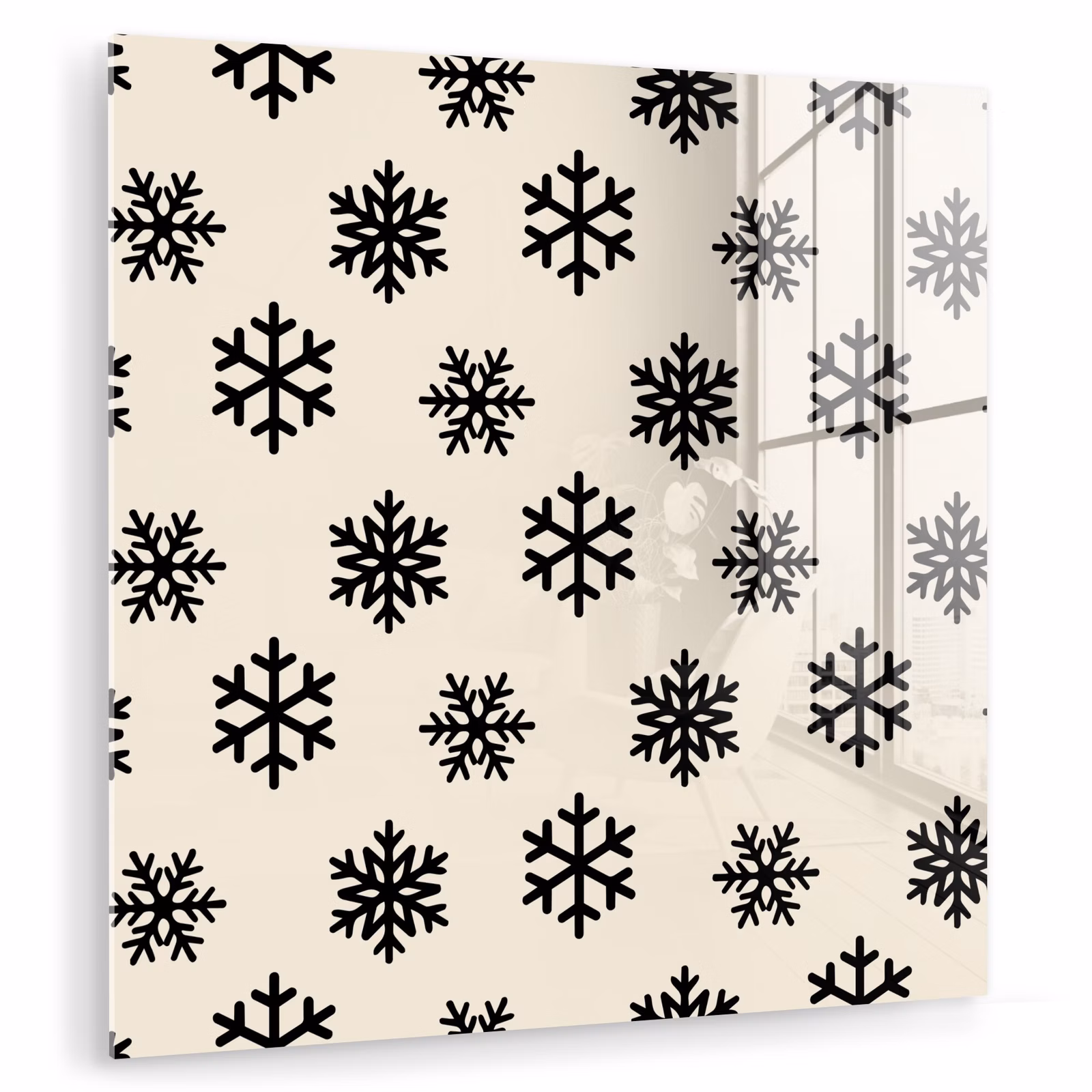 Glas schilderij - Sneeuwvlok - Crème - Wit — 1