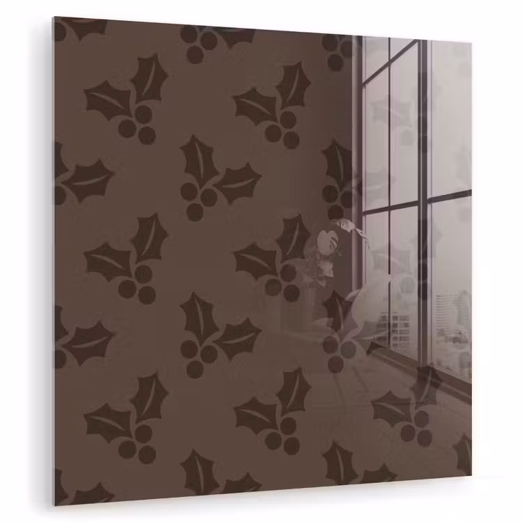 Glas schilderij - Hulst - Kerst - Bruin — 1