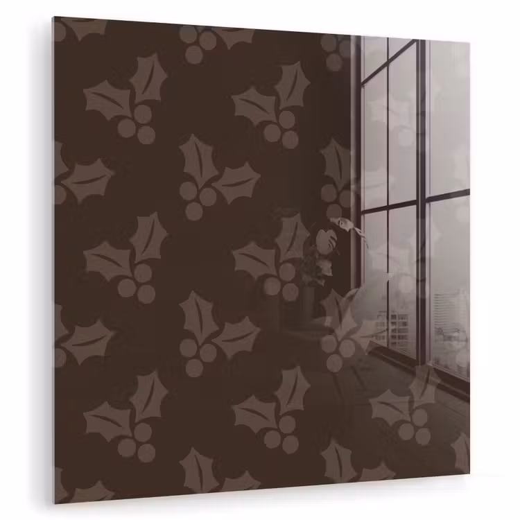 Glas schilderij - Kerst - Hulst - Bruin — 1