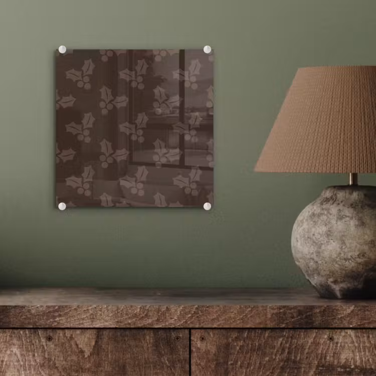 Glas schilderij - Kerst - Hulst - Bruin — 4