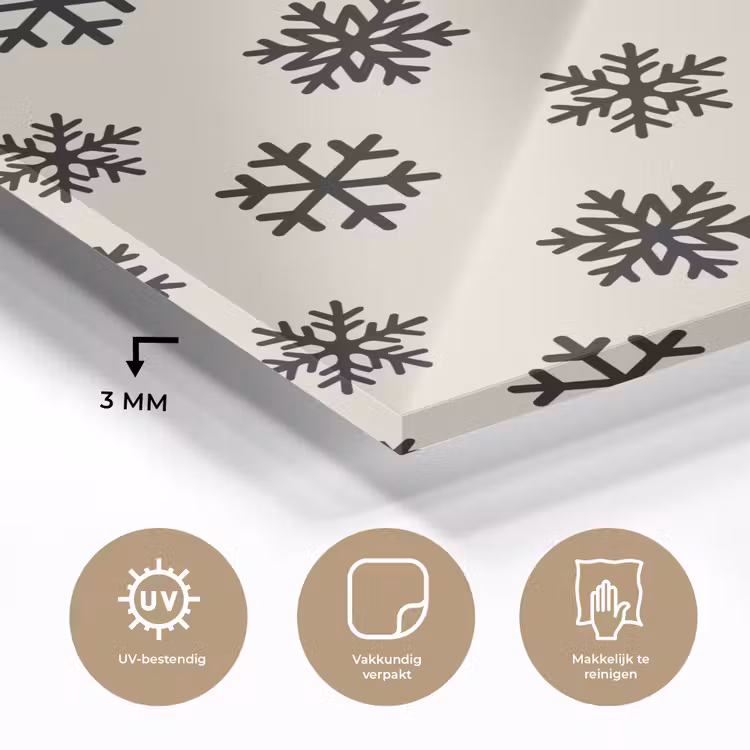 Glas schilderij - Sneeuwvlok - Crème - Wit — 3