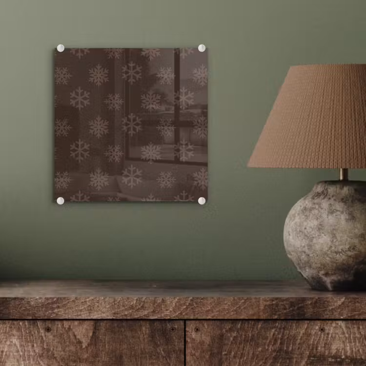 Glas schilderij - Sneeuwvlok - Bruin - Kerst — 4