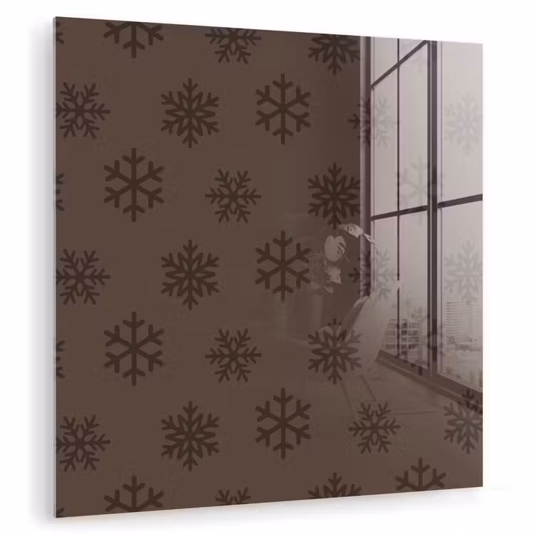 Glas schilderij - Sneeuwvlok - Kerst - Bruin — 1