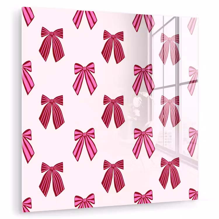 Glas schilderij - Strikken - Kerst - Roze — 1