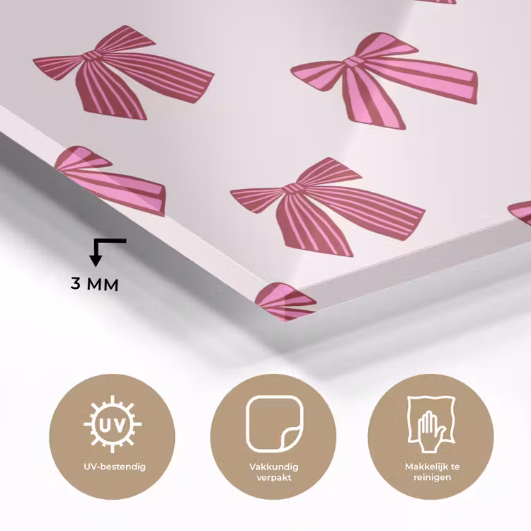 Glas schilderij - Strikken - Kerst - Roze — 3