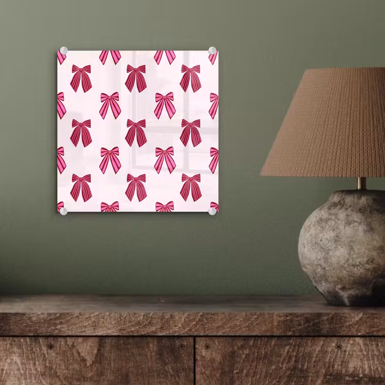 Glas schilderij - Strikken - Kerst - Roze — 4