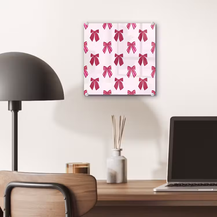 Glas schilderij - Strikken - Kerst - Roze — 7