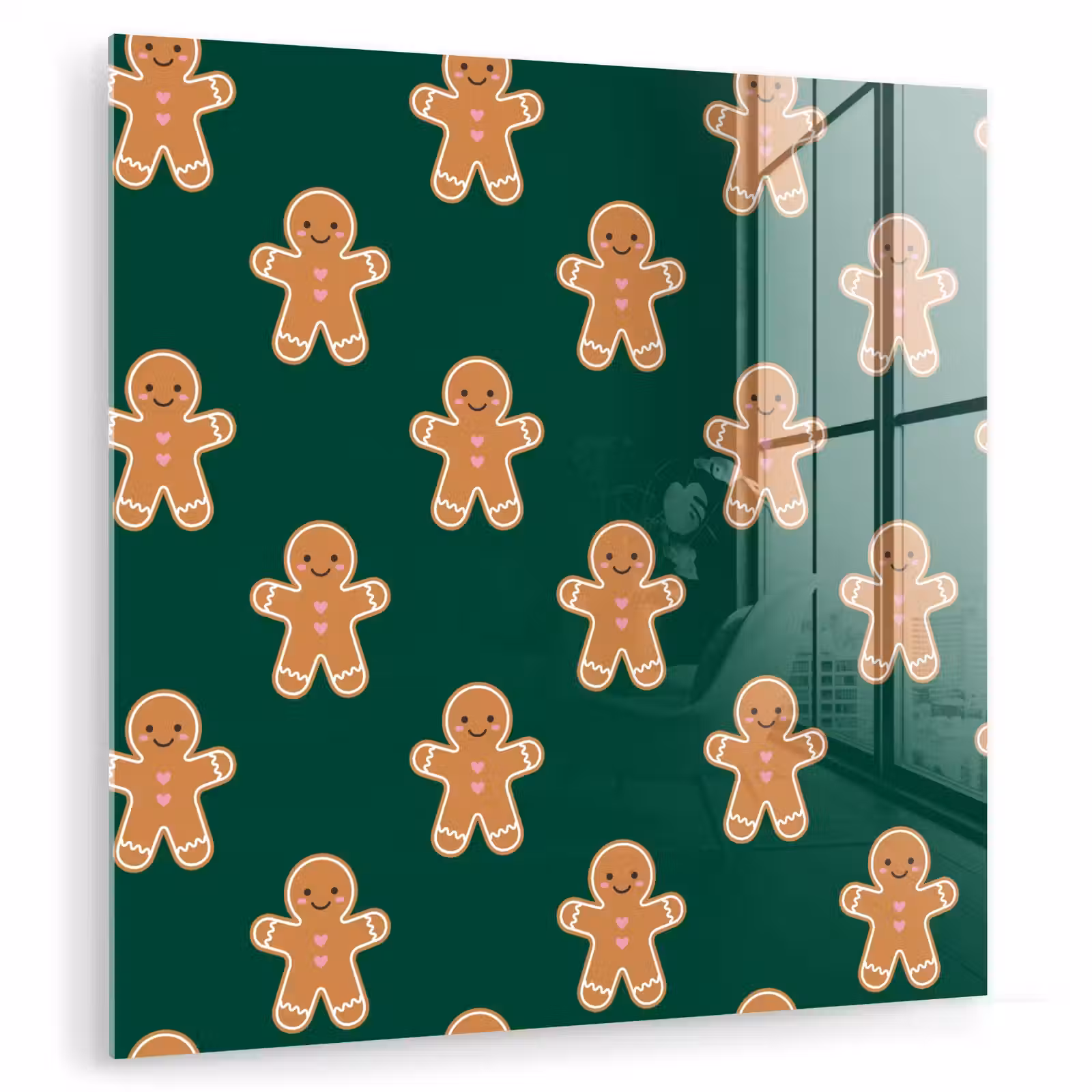 Glas schilderij - Peperkoek - Kerst - Groen — 1