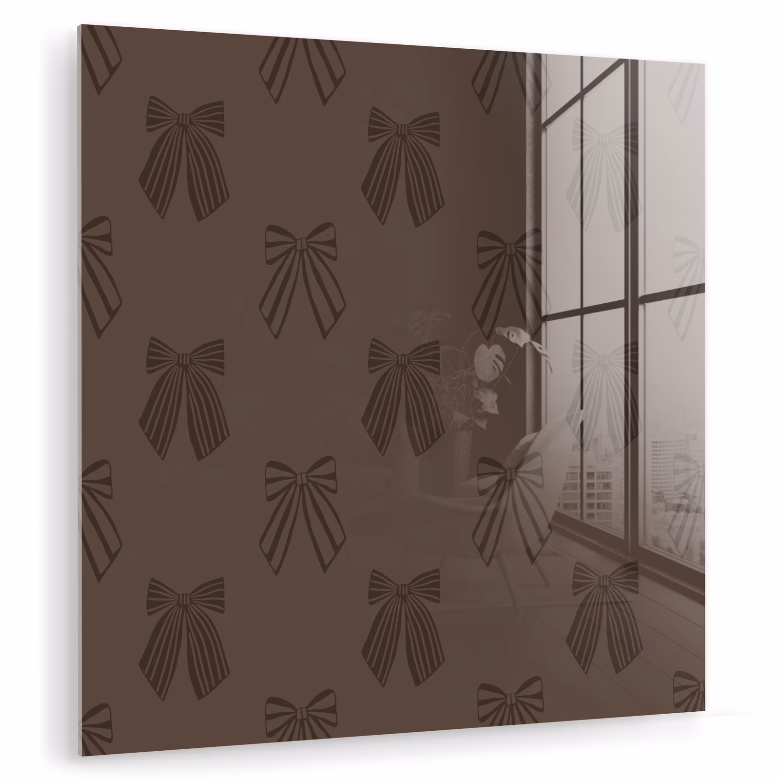 Glas schilderij - Strikken - Kerst - Bruin — 1
